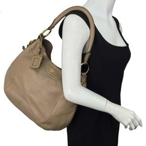 Prada Vitello Diano Leather Hobo Bag